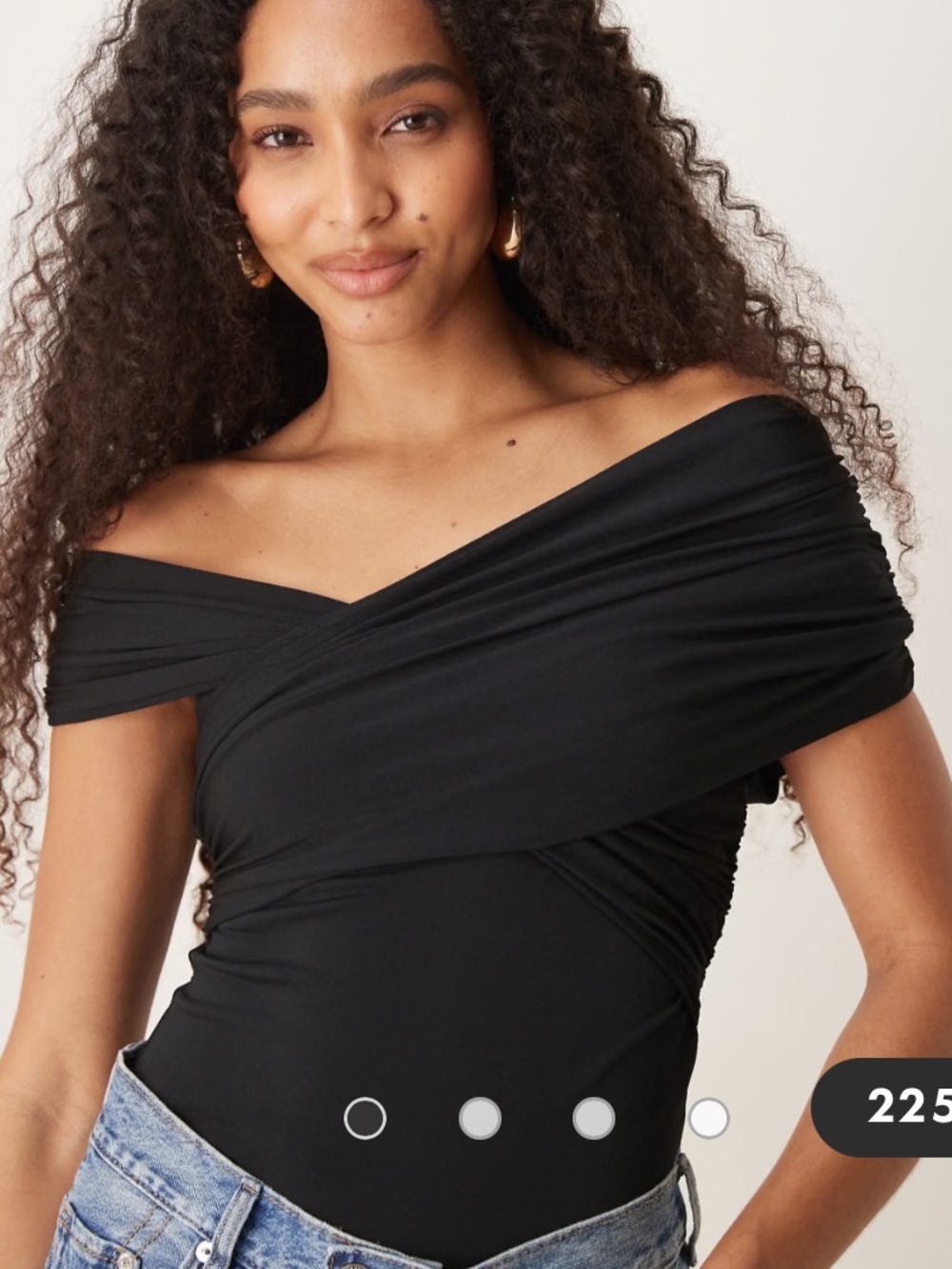 Abercrombie & Fitch Black Off-Shoulder Wrap Bodysuit